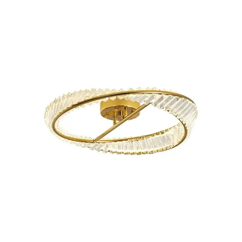 Modern gold crystal rings led ceiling light featuring two concentric faceted crystal rings for living room decorbites ceiling light