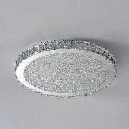Modern gold crystal round led ceiling light with chrome frame and faceted crystal accents for decorbites crystal round decor