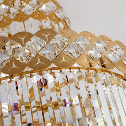 Modern Gold Crystal Staircase Long Drop Pendant Light - Decorbites