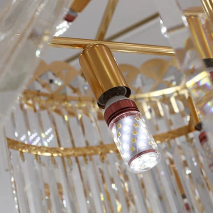 Modern Gold Crystal Staircase Long Drop Pendant Light - Decorbites