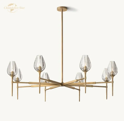 Modern gold crystal tulip chandelier pendant light with clear glass shades and geometric frame for dining room decorbites crystal tulip