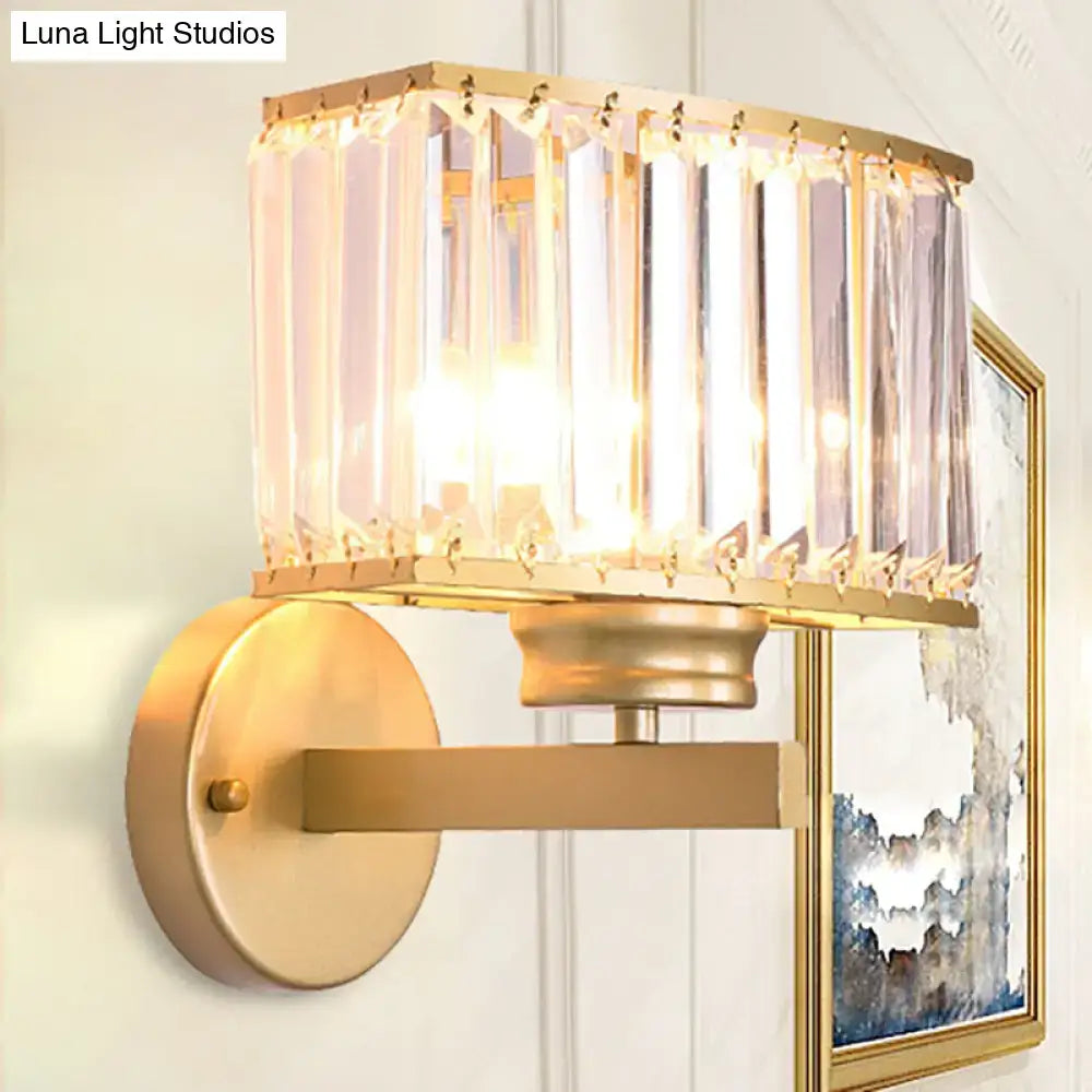 Modern gold crystal wall lamp with vertical prisms for hallway lighting 220v-240v sleek design