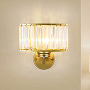 Modern gold crystal wall lamp with vertical crystal rods in a rectangular frame for hallway lighting 220v-240v