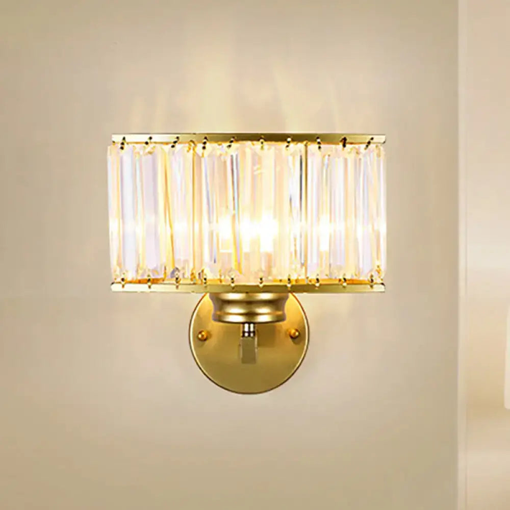 Modern gold crystal wall lamp with vertical crystal rods in a rectangular frame for hallway lighting 220v-240v