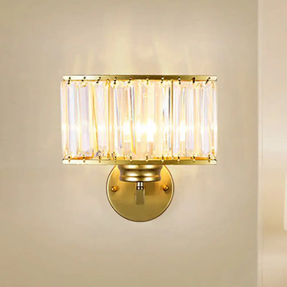 Modern gold crystal wall lamp with vertical crystal rods in a rectangular frame for hallway lighting 220v-240v