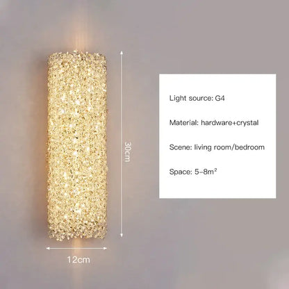 A modern gold crystal wall lights sconce with a textured sparkling surface for bedroom night light decorbites crystal wall