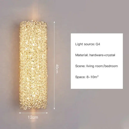 Modern gold crystal wall lights sconce with shimmering textured surface by decorbites for bedroom night light decor
