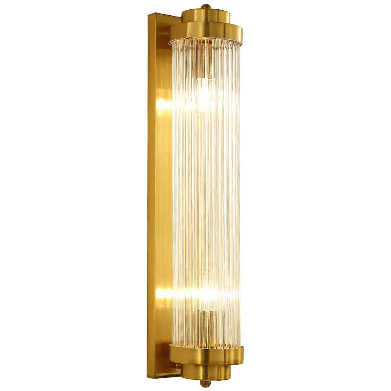 Modern gold crystal wall sconce with vertical glass rods for elegant bedroom decorbites crystal wall lighting fixture