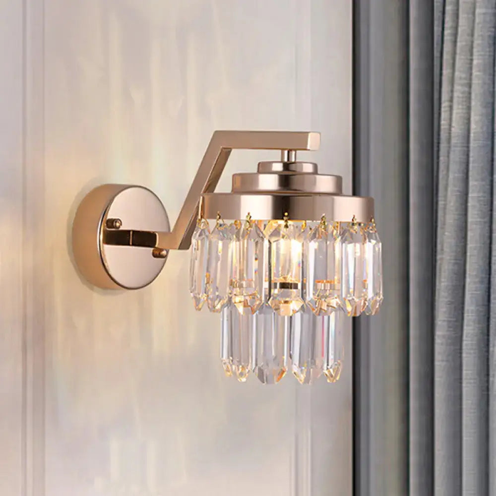 Modern gold crystal wall sconce with cascading prisms led lighting fixture compatible with 220v-240v and 110v-120v