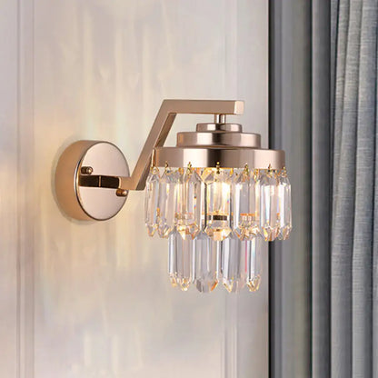 Modern gold crystal wall sconce with cascading prisms led lighting fixture compatible with 220v-240v and 110v-120v