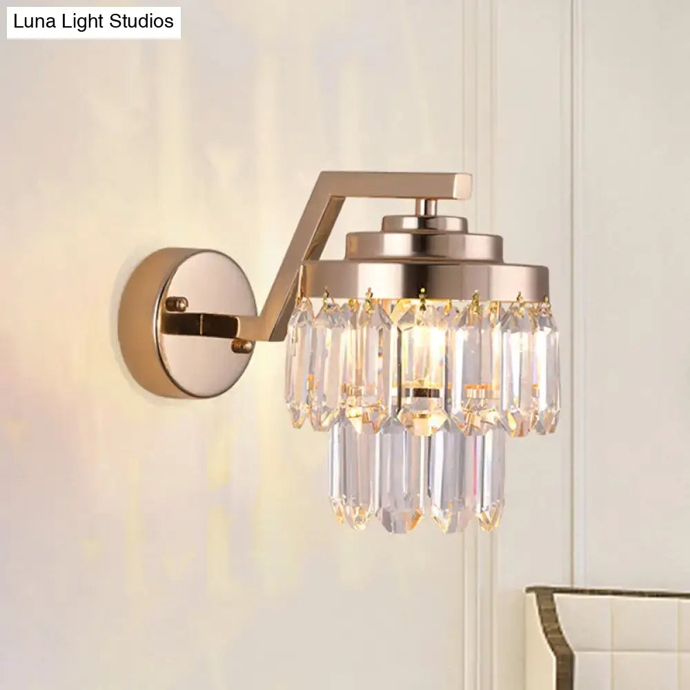 Modern gold crystal wall sconce with cascading prisms led lighting fixture compatible with 220v-240v 110v-120v bulbs