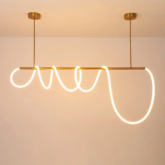 Modern gold curved led pendant lights featuring a sleek luminous led pendant design for living room use