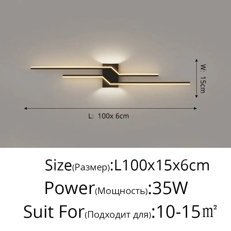Modern black and gold led wall lamp with sleek angular design providing ambient bedroom lighting
