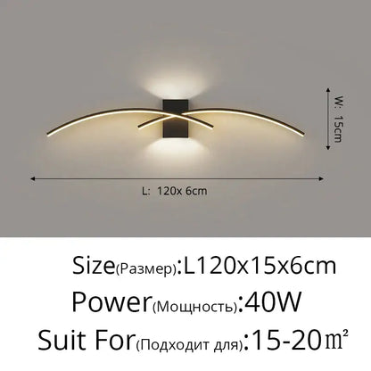 Modern black and gold led wall lamp with curved intersecting arms for bedroom ambient lighting