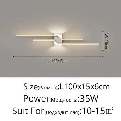 Modern white led wall lamp with sleek intersecting horizontal bars and minimalist geometric design for ambient lighting