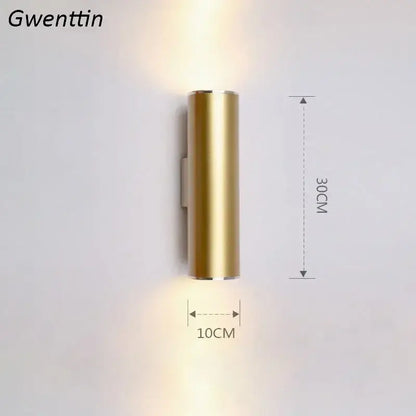 Modern gold cylindrical wall sconce light fixture with sleek design for living room wall sconce lighting