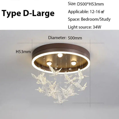 Modern gold dancing girl led chandelier with bronze frame illuminated ring and clear crystal bird ornaments for bedroom decorbites dancing girl