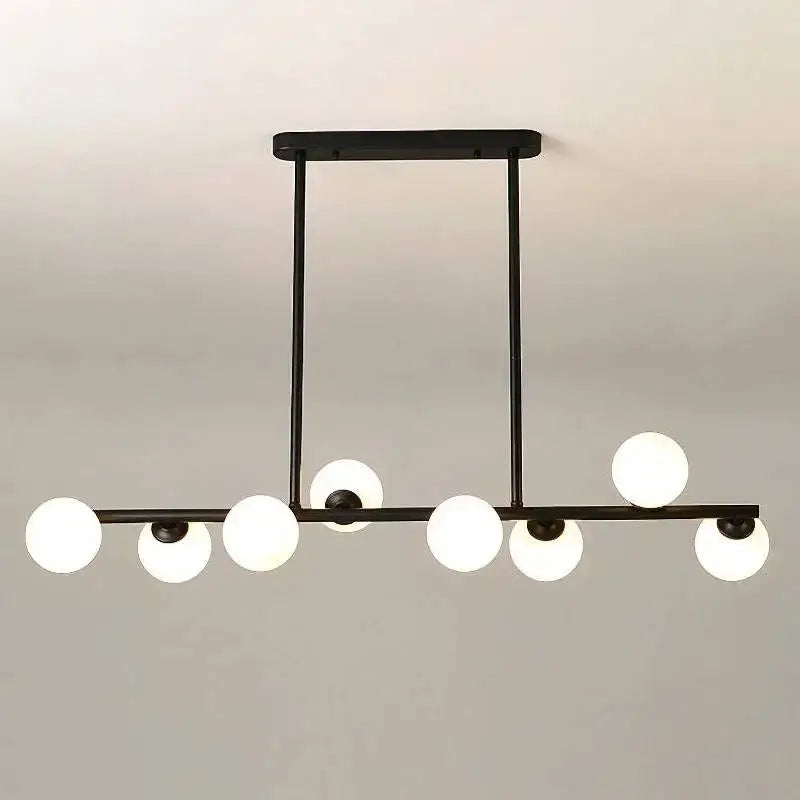 Black metal decorbites bubble ball led chandelier with six frosted glass globes for modern dining room lighting