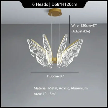 Modern gold decorbites butterfly pendant light with translucent wings and metallic frame for dining room use