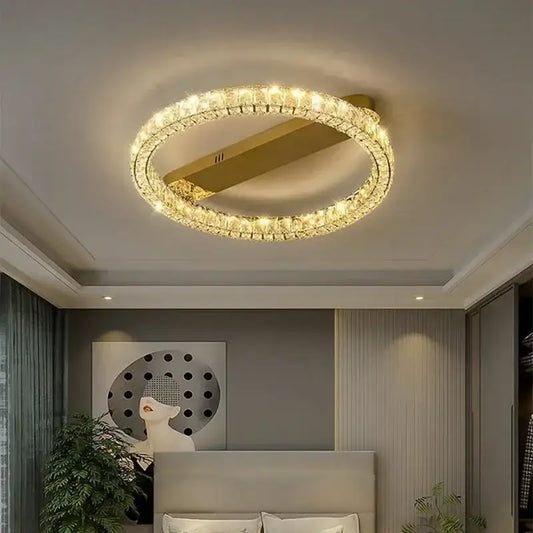 Modern gold decorbites crystal ceiling chandelier with sparkling crystal accents for elegant living room lighting