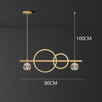 Modern gold decorbites crystal chandelier pendant light with geometric design and crystal globes for dining room use