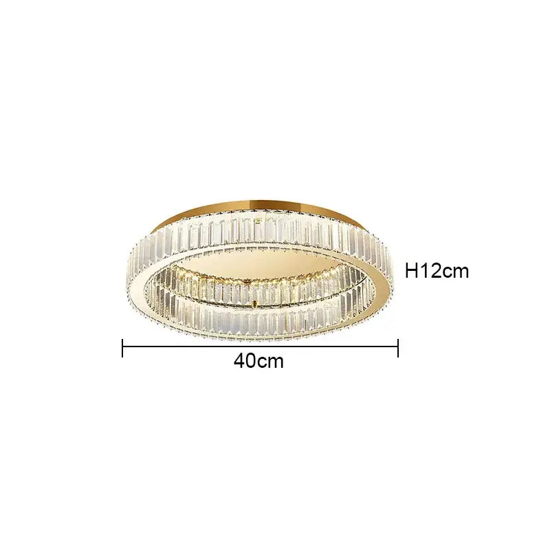 Modern gold decorbites crystal circle ceiling chandelier featuring two concentric rings of clear crystal rods