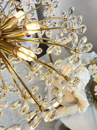 Modern gold decorbites crystal flower chandelier with crystal flower pendant lights for living room lighting decor