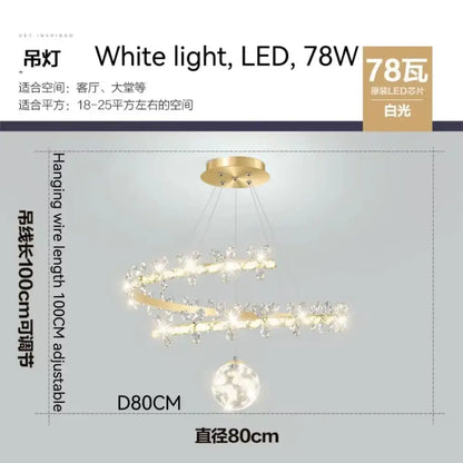 Modern gold decorbites crystal flower spiral chandelier with crystal accents and white led light for living room use