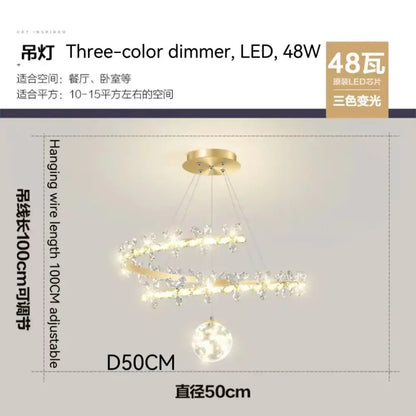 Modern gold decorbites crystal flower chandelier with spiral design, crystal accents, and three-color led living room light