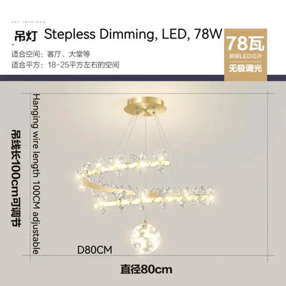 Modern gold decorbites crystal flower spiral chandelier with crystal accents and stepless dimming led technology for living room light