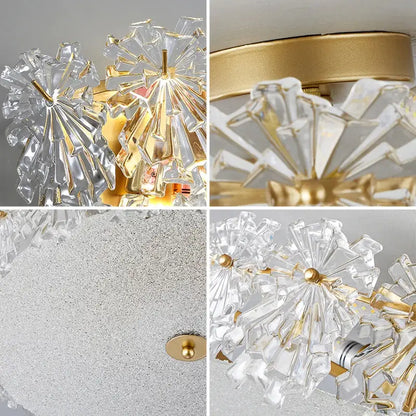 Modern gold decorbites crystal glass maple leaf living room chandelier with clear faceted glass and gold-toned metal accents