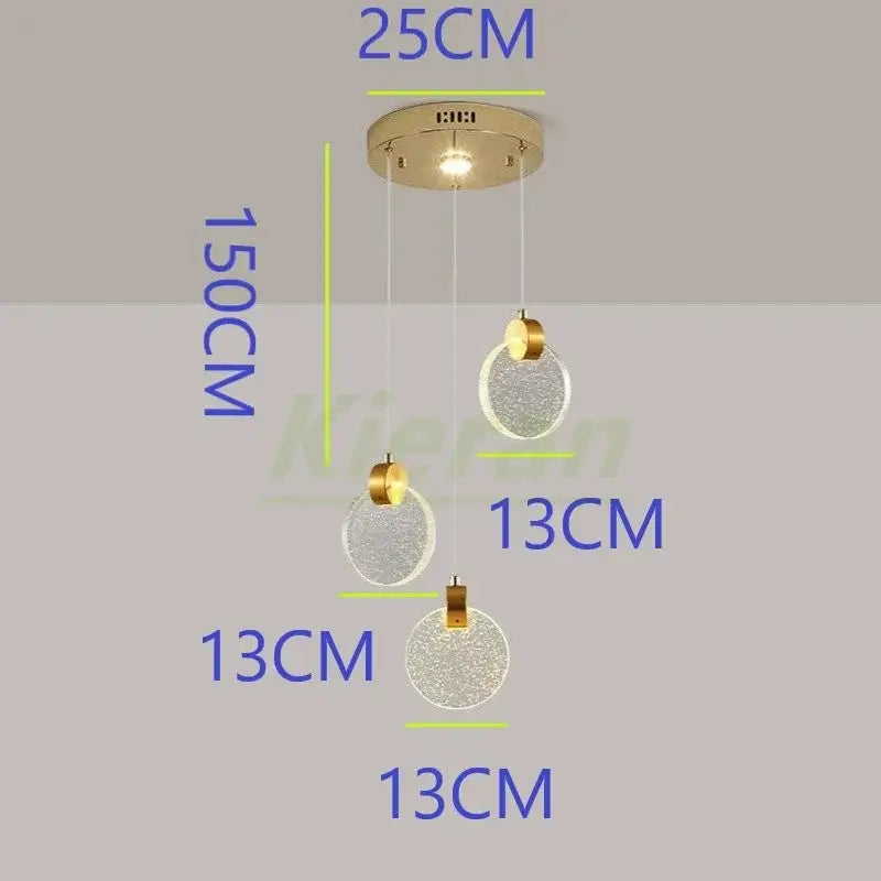Modern gold decorbites crystal led bedroom pendant light with three crackled glass orbs and warm led illumination
