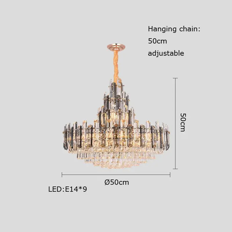 Elegant decorbites crystal led chandelier with rose gold finish and tiered design featuring 9 led lights for dining room