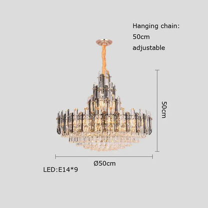 Elegant decorbites crystal led chandelier with rose gold finish and tiered design featuring 9 led lights for dining room
