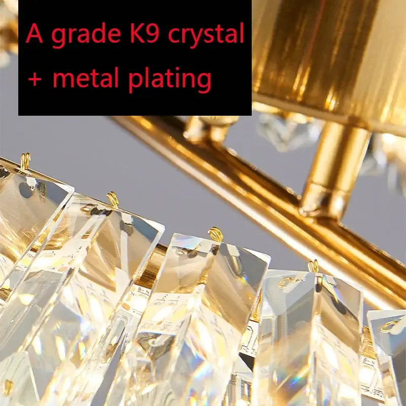 Modern gold decorbites crystal led chandelier with faceted k9 crystal prisms and metal plating for living room light