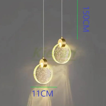 Modern gold decorbites crystal led chandelier with spherical glass orbs and warm glow for living room pendant light