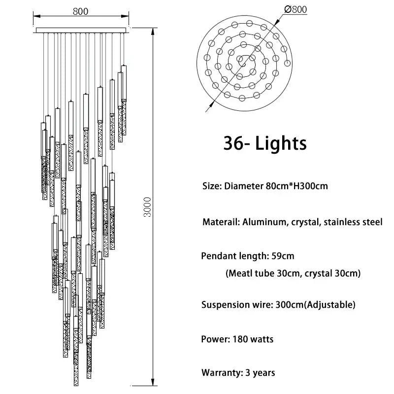 Modern gold decorbites crystal led chandelier with 36 lights circular aluminum frame and stainless steel components