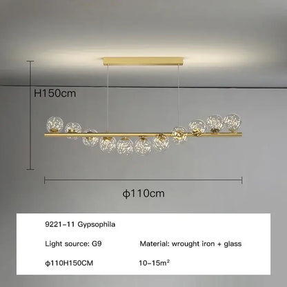 Modern gold decorbites glass ball g9 led chandelier with gold-toned pendant light and clear glass globe shades