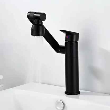 Modern black matte bathroom sink faucet with sleek design and adjustable spray head for kitchen and bathroom use