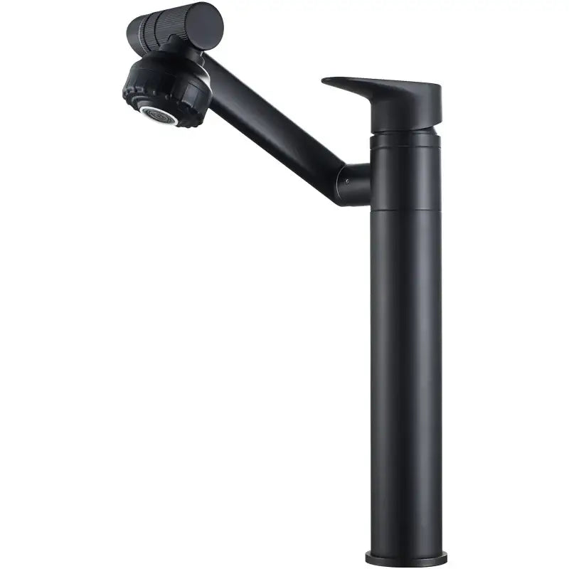 Modern black matte sink faucet with sleek tall design and adjustable spray head for bathroom sink faucet use