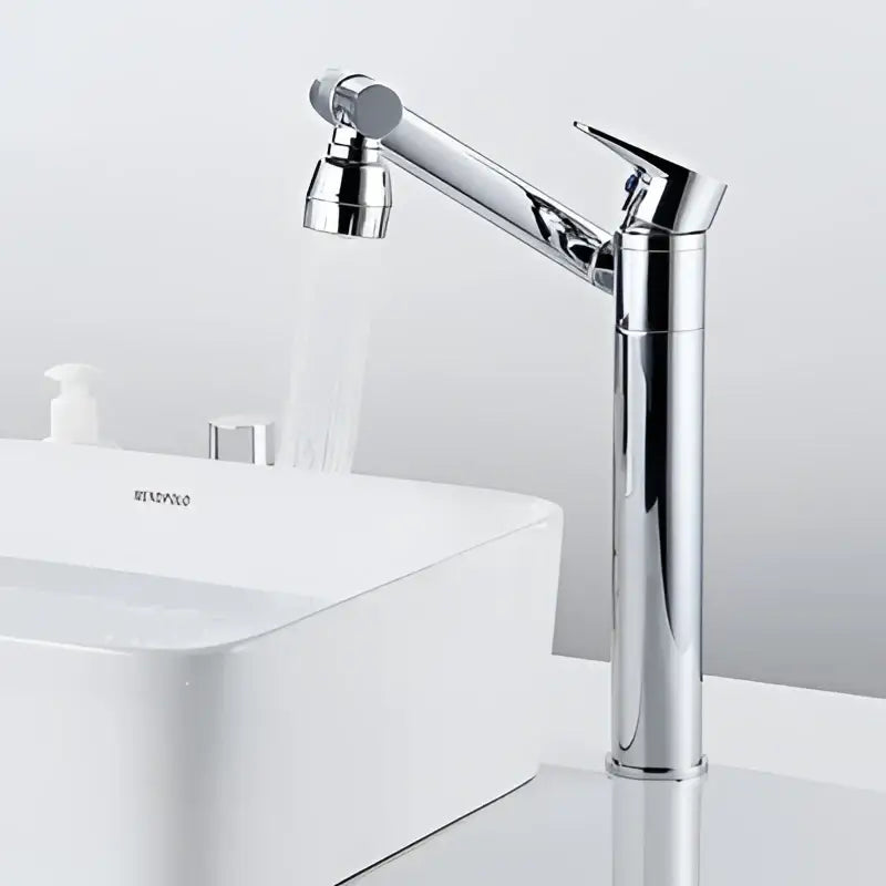 Modern gold detachable spray sink faucet with chrome finish and tall single-handle design for bathroom sink faucet use