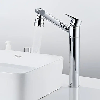 Modern gold detachable spray sink faucet with chrome finish and tall single-handle design for bathroom sink faucet use