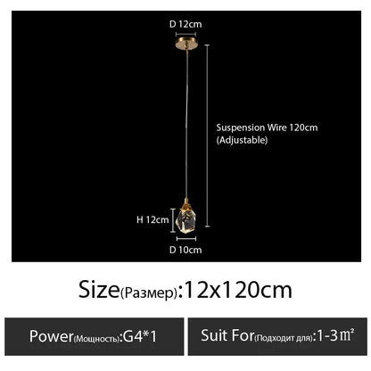 Modern gold diamond crystal chandelier with brass frame and adjustable 120cm suspension wire for living room light