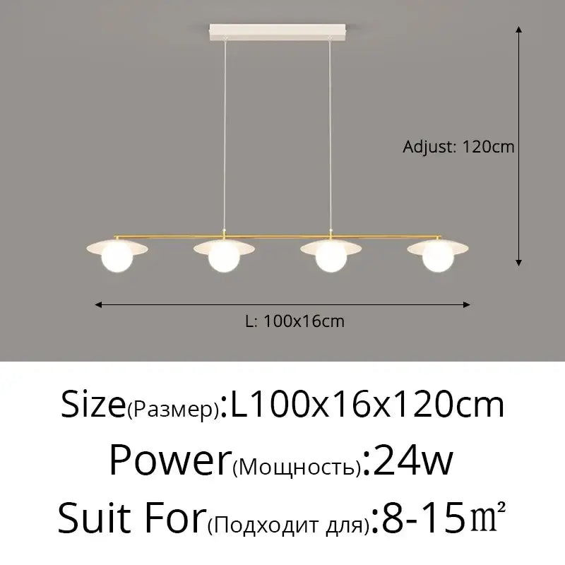 Modern gold dimmable led ceiling chandelier with frosted glass globes and metal bar for dining room decorbites dimmable led