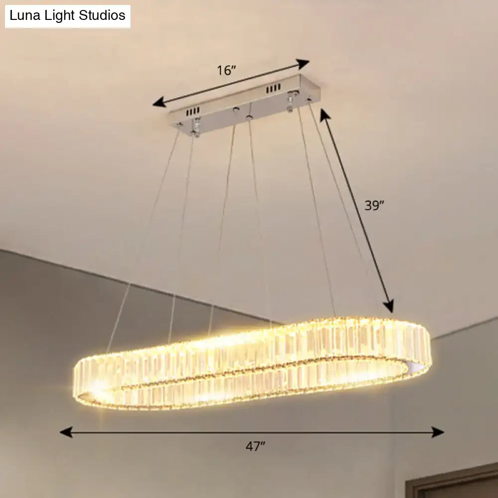 DecorBites™ sleek led suspension lamp with optical k9 crystal rods and silver mount ideal for restaurants and islands