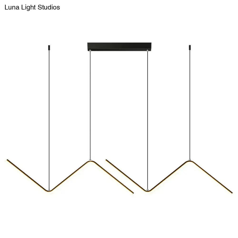 Modern black double z shaped pendant light fixture with sleek angular arms and warm led illumination 110v-120v 220v-240v