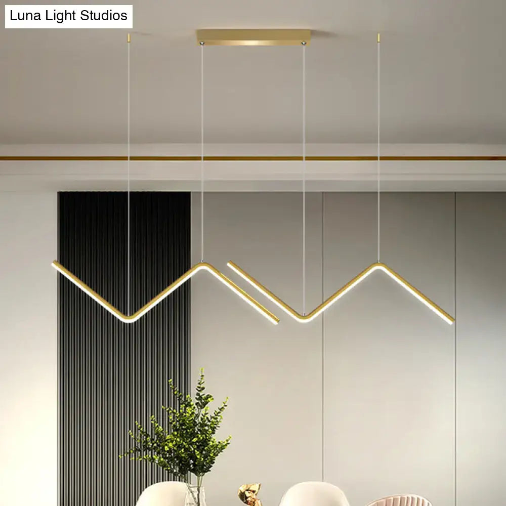 Modern gold-toned double z shaped led light fixture with sleek angular design for 110v-120v 220v-240v use