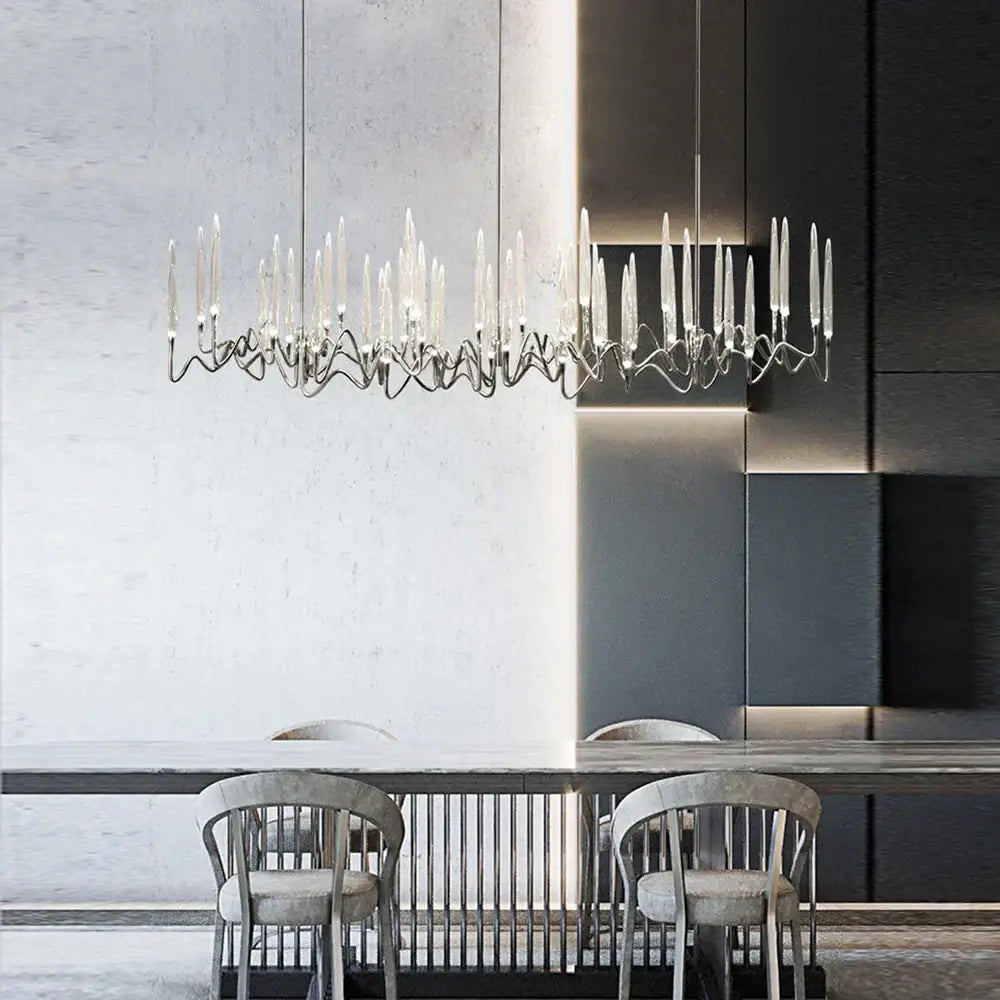 Modern chrome chandelier with clear glass elegant candle shape arms for decorbites elegant candle ceiling light