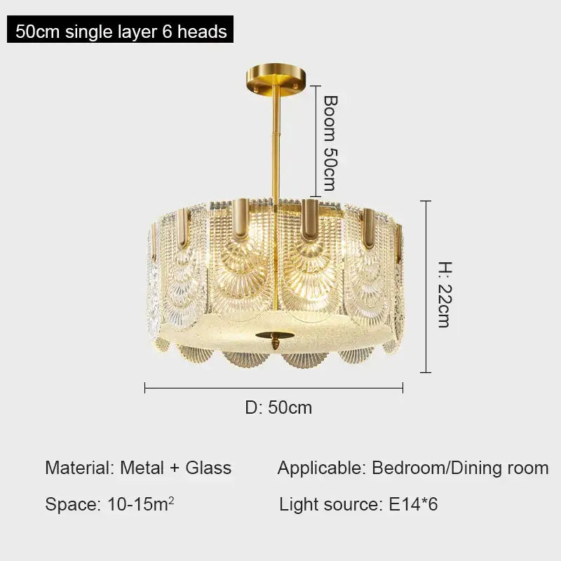 Modern gold elegant crystal chandelier with nine fan-pattern glass shades and central metal stem by decorbites elegant crystal