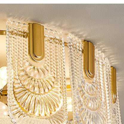 Modern gold elegant crystal chandelier with clear textured beaded glass tiers designed by decorbites elegant crystal decor
